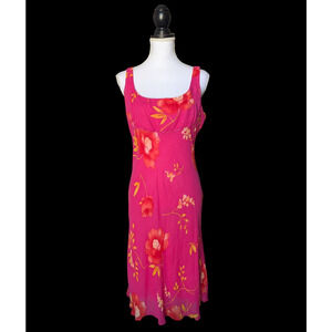 VTG Donna Ricco Y2K Pink Floral Empire Waist Chiffon Dress Size 10P Made in USA